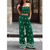 image:imagePRETTYGARDEN 2 Piece Sets for Women Summer 2026 Travel Outfits Print Tube Tops Wide Leg Pants Beach Vacation ClothesGreen