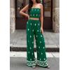 image:imagePRETTYGARDEN 2 Piece Sets for Women Summer 2026 Travel Outfits Print Tube Tops Wide Leg Pants Beach Vacation ClothesGreen