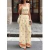 image:imagePRETTYGARDEN 2 Piece Sets for Women Summer 2026 Travel Outfits Print Tube Tops Wide Leg Pants Beach Vacation ClothesLight Yellow