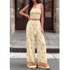 image:imagePRETTYGARDEN 2 Piece Sets for Women Summer 2026 Travel Outfits Print Tube Tops Wide Leg Pants Beach Vacation ClothesLight Yellow