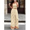 image:imagePRETTYGARDEN 2 Piece Sets for Women Summer 2026 Travel Outfits Print Tube Tops Wide Leg Pants Beach Vacation ClothesLight Yellow