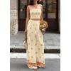 image:imagePRETTYGARDEN 2 Piece Sets for Women Summer 2026 Travel Outfits Print Tube Tops Wide Leg Pants Beach Vacation ClothesLight Yellow