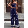 image:imagePRETTYGARDEN 2 Piece Sets for Women Summer 2026 Travel Outfits Print Tube Tops Wide Leg Pants Beach Vacation ClothesNavy Blue