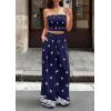image:imagePRETTYGARDEN 2 Piece Sets for Women Summer 2026 Travel Outfits Print Tube Tops Wide Leg Pants Beach Vacation ClothesNavy Blue