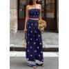 image:imagePRETTYGARDEN 2 Piece Sets for Women Summer 2026 Travel Outfits Print Tube Tops Wide Leg Pants Beach Vacation ClothesNavy Blue