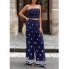 image:imagePRETTYGARDEN 2 Piece Sets for Women Summer 2026 Travel Outfits Print Tube Tops Wide Leg Pants Beach Vacation ClothesNavy Blue