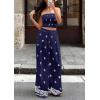 image:imagePRETTYGARDEN 2 Piece Sets for Women Summer 2026 Travel Outfits Print Tube Tops Wide Leg Pants Beach Vacation ClothesNavy Blue