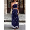 image:imagePRETTYGARDEN 2 Piece Sets for Women Summer 2026 Travel Outfits Print Tube Tops Wide Leg Pants Beach Vacation ClothesNavy Blue