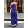 image:imagePRETTYGARDEN 2 Piece Sets for Women Summer 2026 Travel Outfits Print Tube Tops Wide Leg Pants Beach Vacation ClothesRoyal Blue