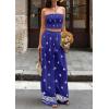 image:imagePRETTYGARDEN 2 Piece Sets for Women Summer 2026 Travel Outfits Print Tube Tops Wide Leg Pants Beach Vacation ClothesRoyal Blue