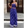 image:imagePRETTYGARDEN 2 Piece Sets for Women Summer 2026 Travel Outfits Print Tube Tops Wide Leg Pants Beach Vacation ClothesRoyal Blue