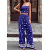 image:imagePRETTYGARDEN 2 Piece Sets for Women Summer 2026 Travel Outfits Print Tube Tops Wide Leg Pants Beach Vacation ClothesRoyal Blue