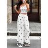 image:imagePRETTYGARDEN 2 Piece Sets for Women Summer 2026 Travel Outfits Print Tube Tops Wide Leg Pants Beach Vacation ClothesWhite