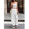 image:imagePRETTYGARDEN 2 Piece Sets for Women Summer 2026 Travel Outfits Print Tube Tops Wide Leg Pants Beach Vacation ClothesWhite