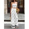 image:imagePRETTYGARDEN 2 Piece Sets for Women Summer 2026 Travel Outfits Print Tube Tops Wide Leg Pants Beach Vacation ClothesWhite