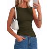 image:imagePRETTYGARDEN Asymmetrical Tank Tops for Women 2026 Summer Outfits Slim Fit Sleeveless Boat Neck Ruched Going Out TopArmy Green