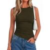 image:imagePRETTYGARDEN Asymmetrical Tank Tops for Women 2026 Summer Outfits Slim Fit Sleeveless Boat Neck Ruched Going Out TopArmy Green