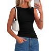 image:imagePRETTYGARDEN Asymmetrical Tank Tops for Women 2026 Summer Outfits Slim Fit Sleeveless Boat Neck Ruched Going Out TopBlack