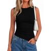 image:imagePRETTYGARDEN Asymmetrical Tank Tops for Women 2026 Summer Outfits Slim Fit Sleeveless Boat Neck Ruched Going Out TopBlack