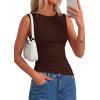 image:imagePRETTYGARDEN Asymmetrical Tank Tops for Women 2026 Summer Outfits Slim Fit Sleeveless Boat Neck Ruched Going Out TopBrown
