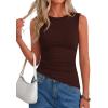 image:imagePRETTYGARDEN Asymmetrical Tank Tops for Women 2026 Summer Outfits Slim Fit Sleeveless Boat Neck Ruched Going Out TopBrown