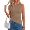 image:imagePRETTYGARDEN Asymmetrical Tank Tops for Women 2026 Summer Outfits Slim Fit Sleeveless Boat Neck Ruched Going Out TopKhaki