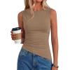 image:imagePRETTYGARDEN Asymmetrical Tank Tops for Women 2026 Summer Outfits Slim Fit Sleeveless Boat Neck Ruched Going Out TopKhaki