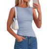 image:imagePRETTYGARDEN Asymmetrical Tank Tops for Women 2026 Summer Outfits Slim Fit Sleeveless Boat Neck Ruched Going Out TopLight Blue
