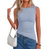 image:imagePRETTYGARDEN Asymmetrical Tank Tops for Women 2026 Summer Outfits Slim Fit Sleeveless Boat Neck Ruched Going Out TopLight Blue