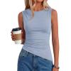 image:imagePRETTYGARDEN Asymmetrical Tank Tops for Women 2026 Summer Outfits Slim Fit Sleeveless Boat Neck Ruched Going Out TopLight Blue