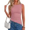 image:imagePRETTYGARDEN Asymmetrical Tank Tops for Women 2026 Summer Outfits Slim Fit Sleeveless Boat Neck Ruched Going Out TopPink