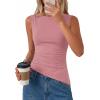 image:imagePRETTYGARDEN Asymmetrical Tank Tops for Women 2026 Summer Outfits Slim Fit Sleeveless Boat Neck Ruched Going Out TopPink