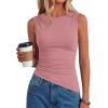 image:imagePRETTYGARDEN Asymmetrical Tank Tops for Women 2026 Summer Outfits Slim Fit Sleeveless Boat Neck Ruched Going Out TopPink