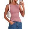 image:imagePRETTYGARDEN Asymmetrical Tank Tops for Women 2026 Summer Outfits Slim Fit Sleeveless Boat Neck Ruched Going Out TopPink