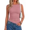 image:imagePRETTYGARDEN Asymmetrical Tank Tops for Women 2026 Summer Outfits Slim Fit Sleeveless Boat Neck Ruched Going Out TopPink