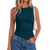 image:imagePRETTYGARDEN Asymmetrical Tank Tops for Women 2026 Summer Outfits Slim Fit Sleeveless Boat Neck Ruched Going Out TopTeal