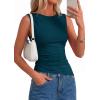 image:imagePRETTYGARDEN Asymmetrical Tank Tops for Women 2026 Summer Outfits Slim Fit Sleeveless Boat Neck Ruched Going Out TopTeal