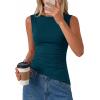 image:imagePRETTYGARDEN Asymmetrical Tank Tops for Women 2026 Summer Outfits Slim Fit Sleeveless Boat Neck Ruched Going Out TopTeal