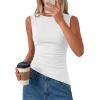 image:imagePRETTYGARDEN Asymmetrical Tank Tops for Women 2026 Summer Outfits Slim Fit Sleeveless Boat Neck Ruched Going Out TopWhite