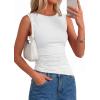 image:imagePRETTYGARDEN Asymmetrical Tank Tops for Women 2026 Summer Outfits Slim Fit Sleeveless Boat Neck Ruched Going Out TopWhite