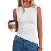 image:imagePRETTYGARDEN Asymmetrical Tank Tops for Women 2026 Summer Outfits Slim Fit Sleeveless Boat Neck Ruched Going Out TopWhite