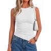 image:imagePRETTYGARDEN Asymmetrical Tank Tops for Women 2026 Summer Outfits Slim Fit Sleeveless Boat Neck Ruched Going Out TopWhite