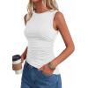 image:imagePRETTYGARDEN Asymmetrical Tank Tops for Women 2026 Summer Outfits Slim Fit Sleeveless Boat Neck Ruched Going Out TopWhite