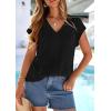 image:imagePRETTYGARDEN Blouses for Women Dressy Casual Spring 2026 Cap Sleeve V Neck Lace Trim Boho Tops Work Shirts Summer ClothesBlack