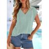 image:imagePRETTYGARDEN Blouses for Women Dressy Casual Spring 2026 Cap Sleeve V Neck Lace Trim Boho Tops Work Shirts Summer ClothesLight Green