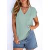 image:imagePRETTYGARDEN Blouses for Women Dressy Casual Spring 2026 Cap Sleeve V Neck Lace Trim Boho Tops Work Shirts Summer ClothesLight Green