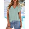 image:imagePRETTYGARDEN Blouses for Women Dressy Casual Spring 2026 Cap Sleeve V Neck Lace Trim Boho Tops Work Shirts Summer ClothesLight Green