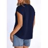 image:imagePRETTYGARDEN Blouses for Women Dressy Casual Spring 2026 Cap Sleeve V Neck Lace Trim Boho Tops Work Shirts Summer ClothesNavy Blue