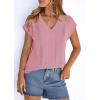 image:imagePRETTYGARDEN Blouses for Women Dressy Casual Spring 2026 Cap Sleeve V Neck Lace Trim Boho Tops Work Shirts Summer ClothesPink