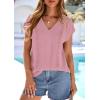 image:imagePRETTYGARDEN Blouses for Women Dressy Casual Spring 2026 Cap Sleeve V Neck Lace Trim Boho Tops Work Shirts Summer ClothesPink
